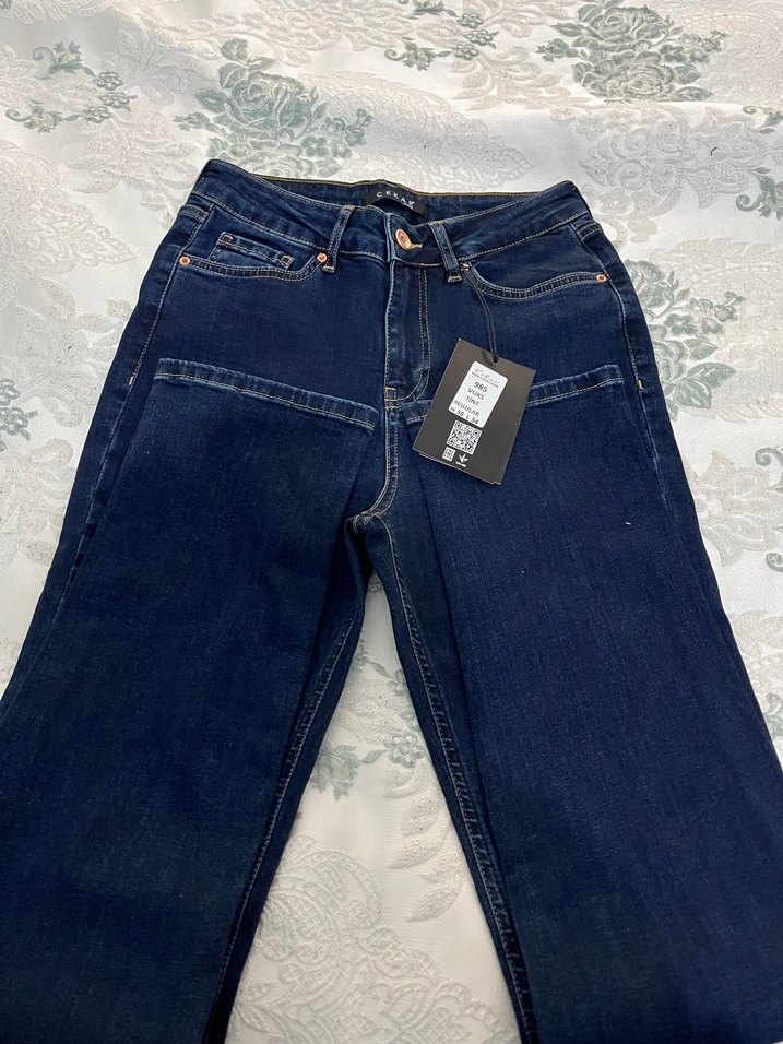 Kadın Lacivert Midi Kot Pantolon - Görsel 2