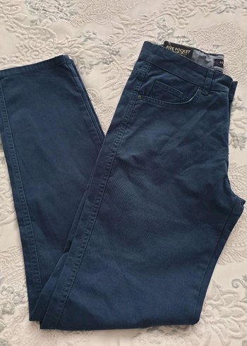 Düğmeli Lacivert Erkek Denim Pantolon - Görsel 2