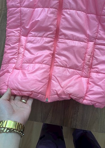 Kız Çocuk Pembe Kapüşonlu Fermuarlı Yelek - Görsel 2