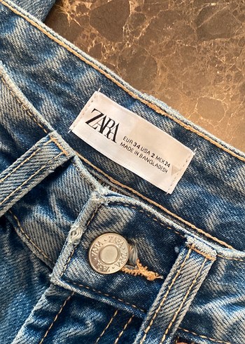 Zara Kadın Gri Denim Normal Boy Jean