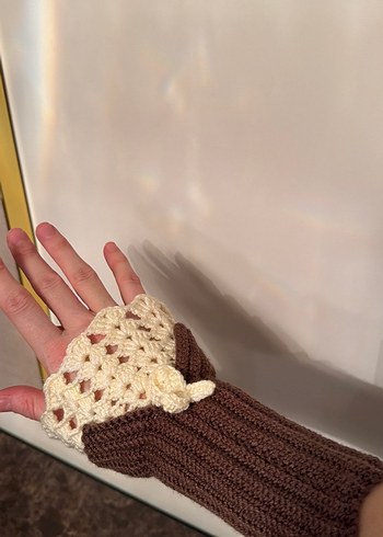 Dantel Detaylı Örgü Bohem Kadın Eldivenleri - Görsel 3