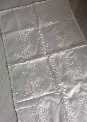 İşlemeli Beyaz damat seti namazlık Kur'an i kerim örtüsü - Görsel 3