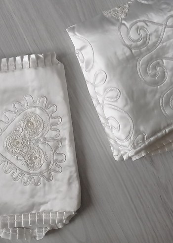 İşlemeli Beyaz damat seti namazlık Kur'an i kerim örtüsü - Görsel 2