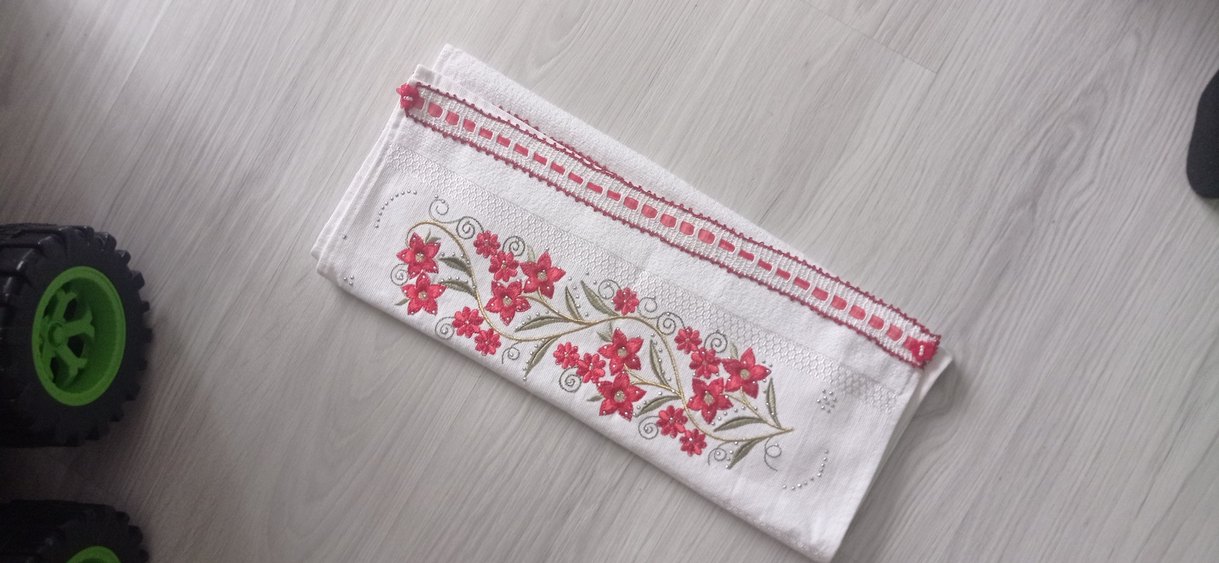 Nakışlı Beyaz Mutfak Havlusu - Görsel 2