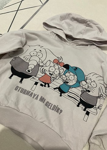 5 Yaş Beden Kapüşonlu Baskılı Sweatshirt