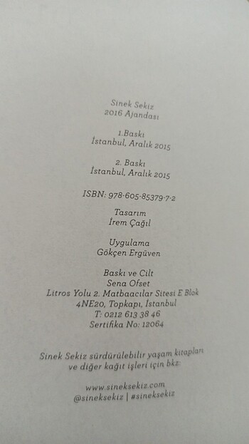  Beden Sinek Sekiz Ajanda Defter 