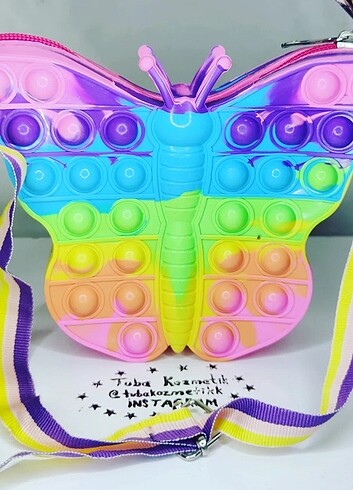 Renkli Kelebek Poppit Çanta 