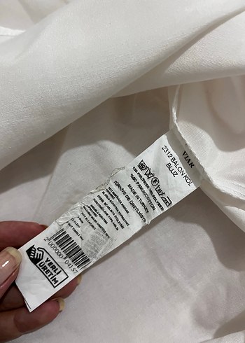 Kadın Beyaz Denim Kısa Kollu Bluz - Görsel 8