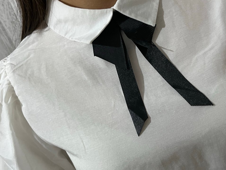 Kadın Beyaz Denim Kısa Kollu Bluz - Görsel 4