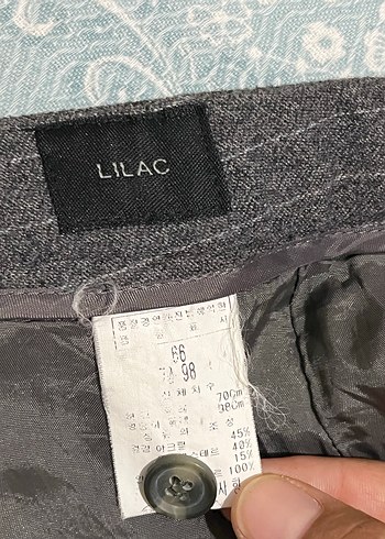 Düğmeli Gri Beyaz Çizgili içi aşağı kadar astarlı Kumaş Pantolon - Görsel 6