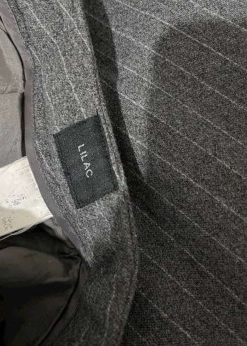 Düğmeli Gri Beyaz Çizgili içi aşağı kadar astarlı Kumaş Pantolon - Görsel 5