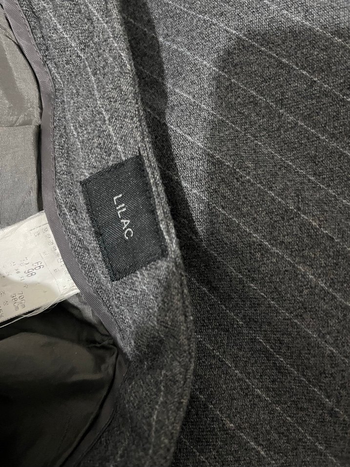 Düğmeli Gri Beyaz Çizgili içi aşağı kadar astarlı Kumaş Pantolon - Görsel 5