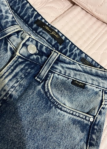 Düğmeli MAVİ GOLD Kadın Kot Pantolon - Görsel 6