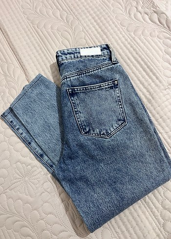 Düğmeli MAVİ GOLD Kadın Kot Pantolon - Görsel 7