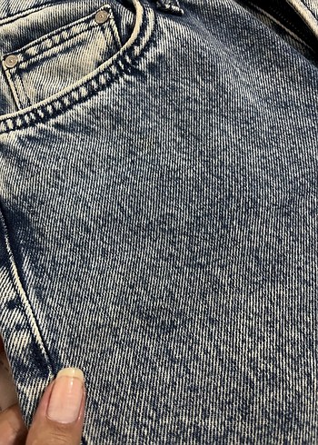 Düğmeli MAVİ GOLD Kadın Kot Pantolon - Görsel 8