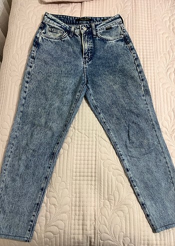 Düğmeli MAVİ GOLD Kadın Kot Pantolon - Görsel 5