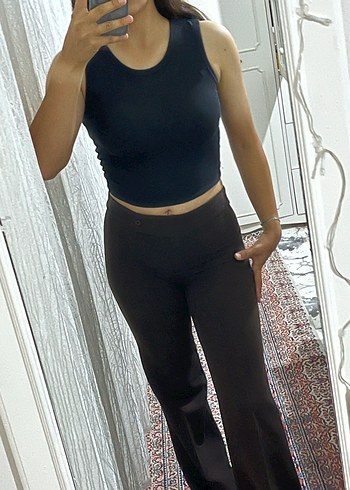 H&M Acı Kahve Rahat Kesim Normal bel kumaş pantolon - Görsel 2