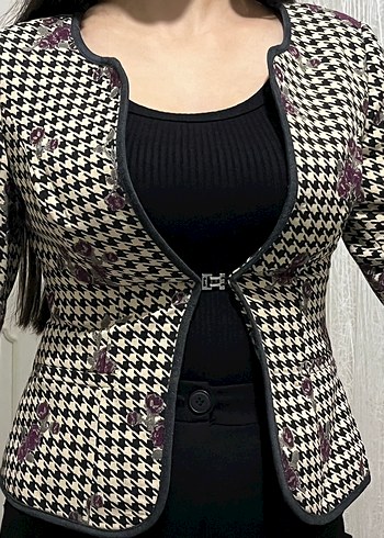 ADL Beli tokalı Vücuda Oturan Vintage Kadın Blazer - Görsel 4