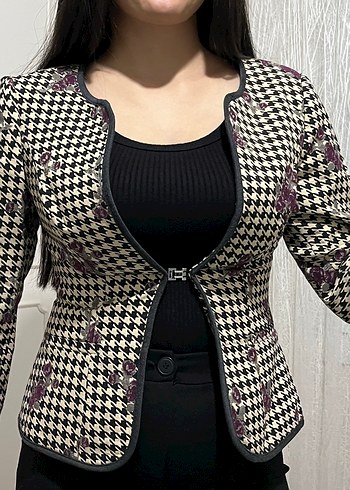 ADL Beli tokalı Vücuda Oturan Vintage Kadın Blazer - Görsel 2