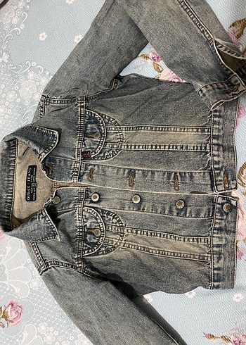 GUESS Kadın Düğmeli Eskitilmiş Denim kot Ceket - Görsel 10
