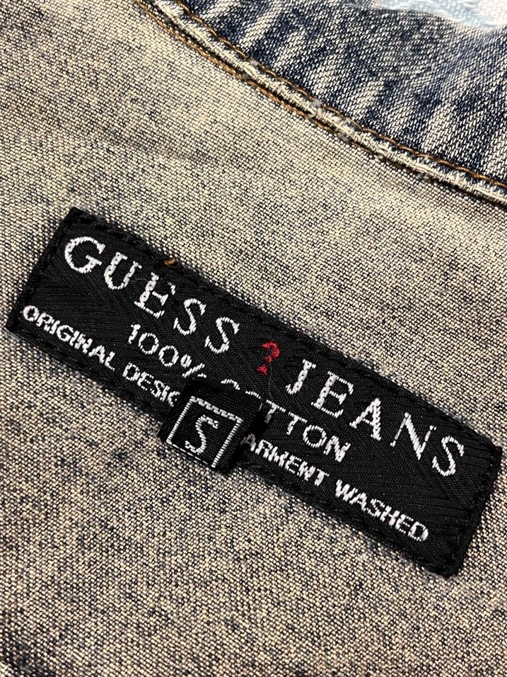 GUESS Kadın Düğmeli Eskitilmiş Denim kot Ceket - Görsel 5