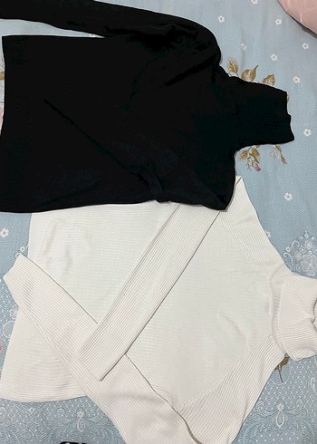 KOTON Beyaz ve Siyah 2li Balıkçı Yaka Triko Kadın Kazak - Görsel 13