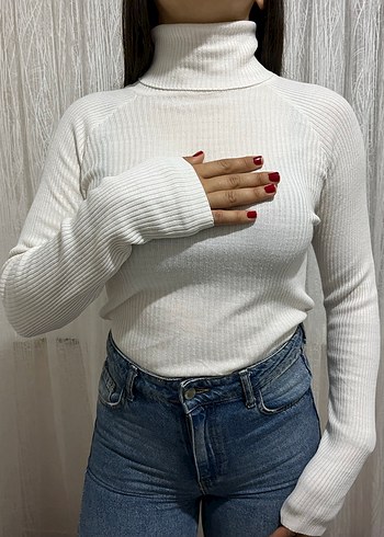 KOTON Beyaz ve Siyah 2li Balıkçı Yaka Triko Kadın Kazak - Görsel 3