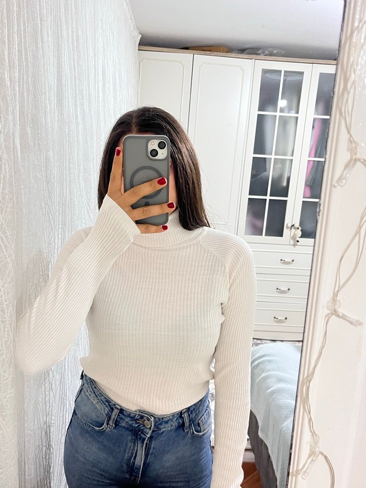 KOTON Beyaz ve Siyah 2li Balıkçı Yaka Triko Kadın Kazak - Görsel 2