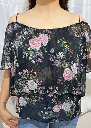 Koton Çiçek Desenli Kayık Yaka Salaş Bluz - Görsel 2