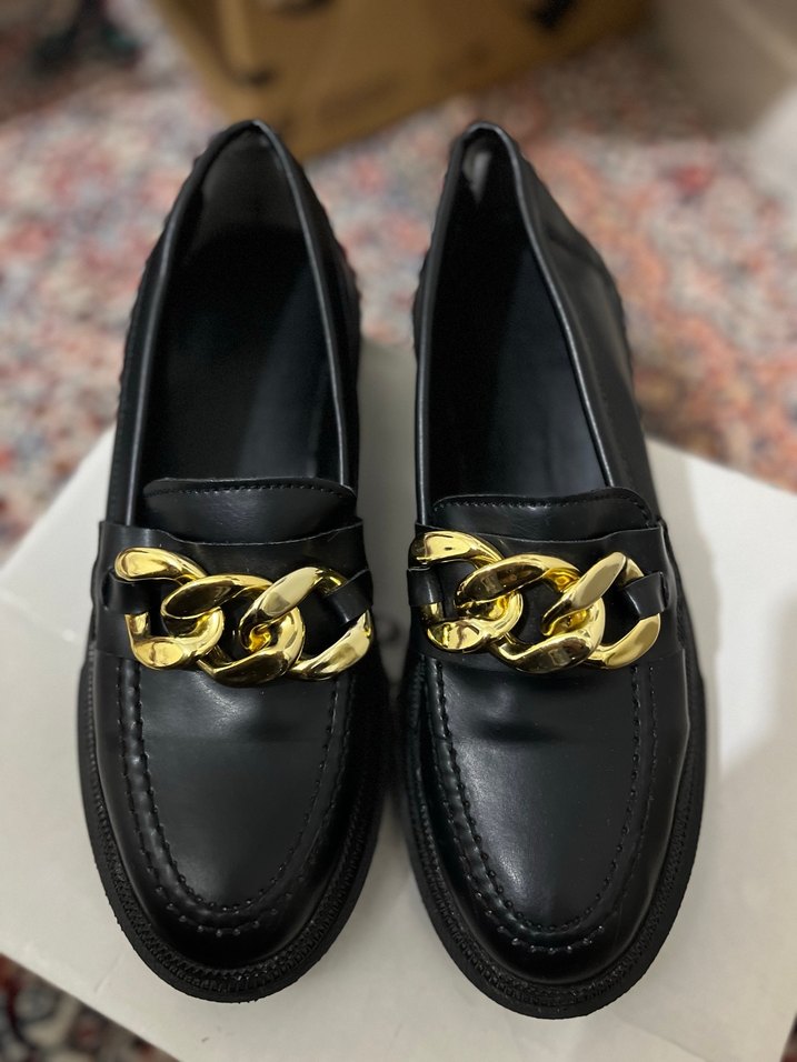 Zincir Detaylı Siyah yüksek taban makosen - Görsel 4