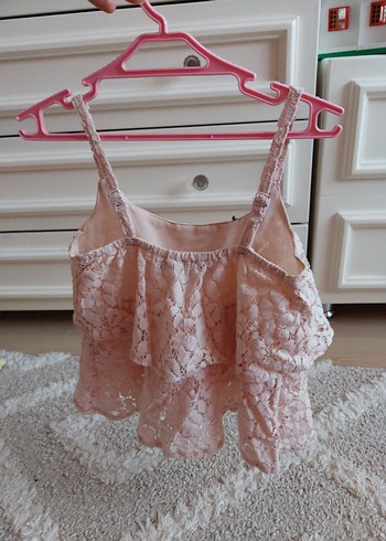 Kız Çocuk Dantel Nakışlı Bohem Askılı Üst - Görsel 3