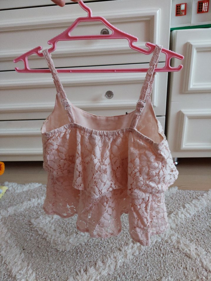 Kız Çocuk Dantel Nakışlı Bohem Askılı Üst - Görsel 3