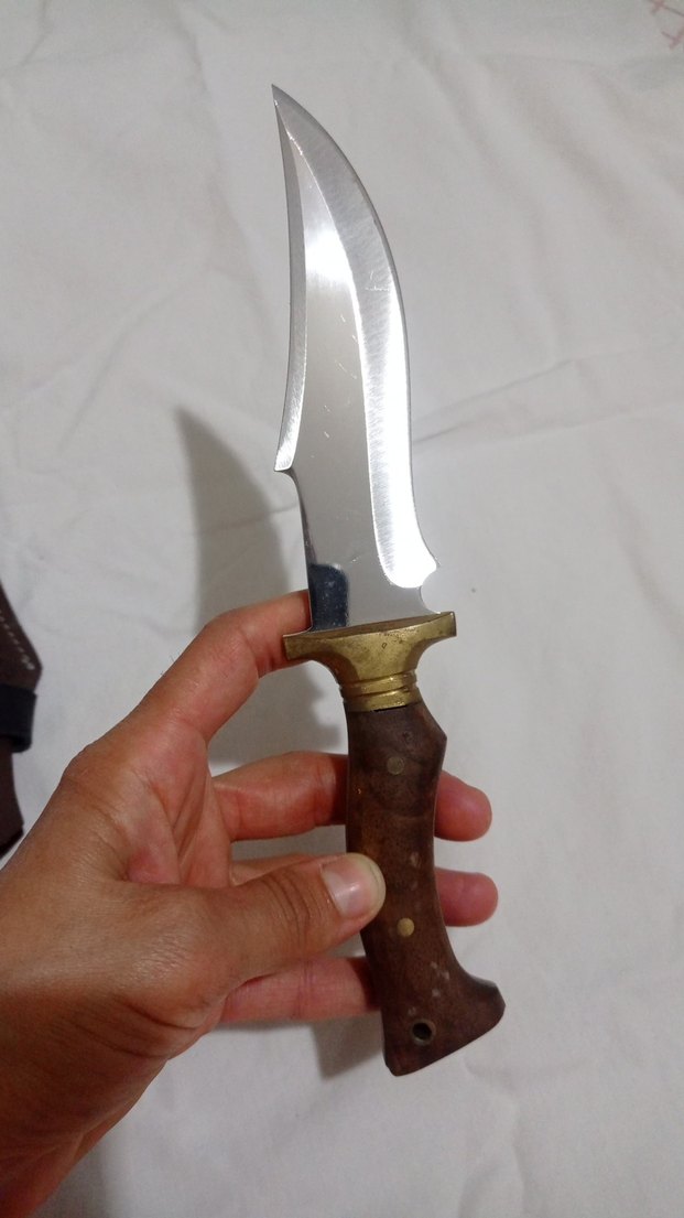 Kahverengi Saplı ceviz kabze Bıçak ve Deri Kılıf - Görsel 4