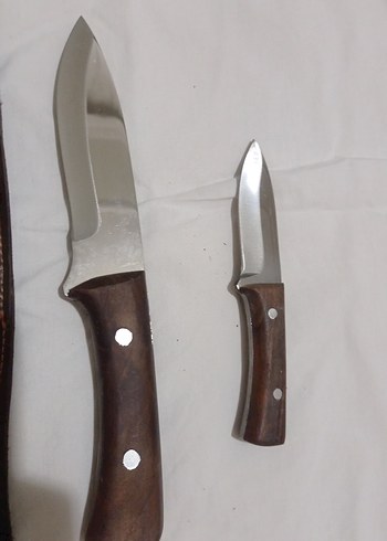 Kahverengi Ahşap Saplı babalı oğullu bıçak Seti - Görsel 3