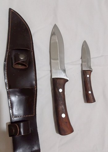 Kahverengi Ahşap Saplı babalı oğullu bıçak Seti - Görsel 2