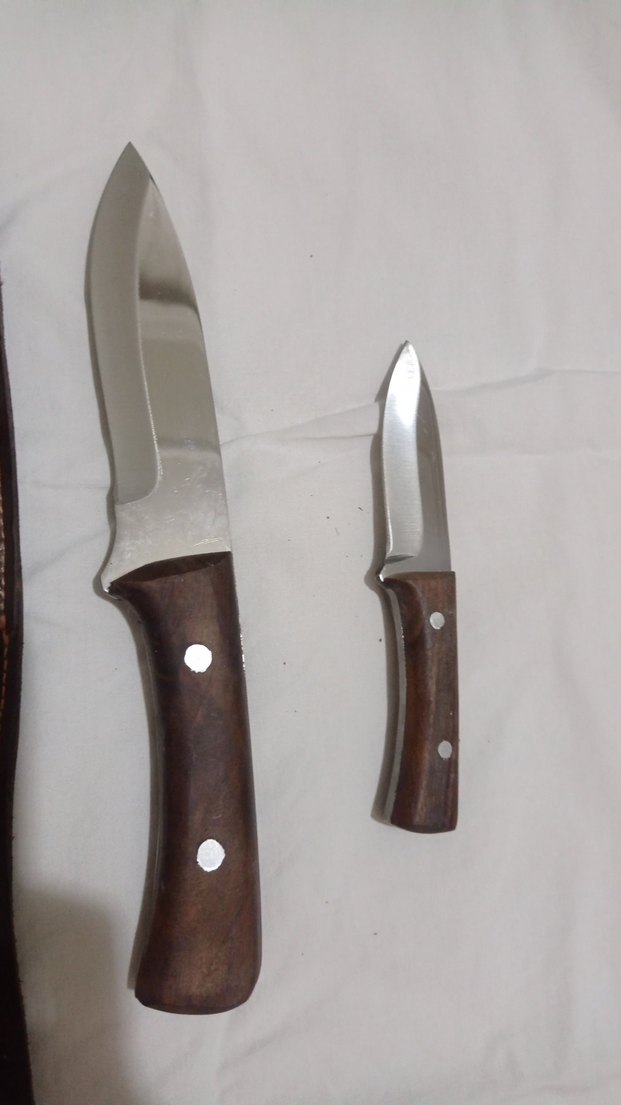 Kahverengi Ahşap Saplı babalı oğullu bıçak Seti - Görsel 3