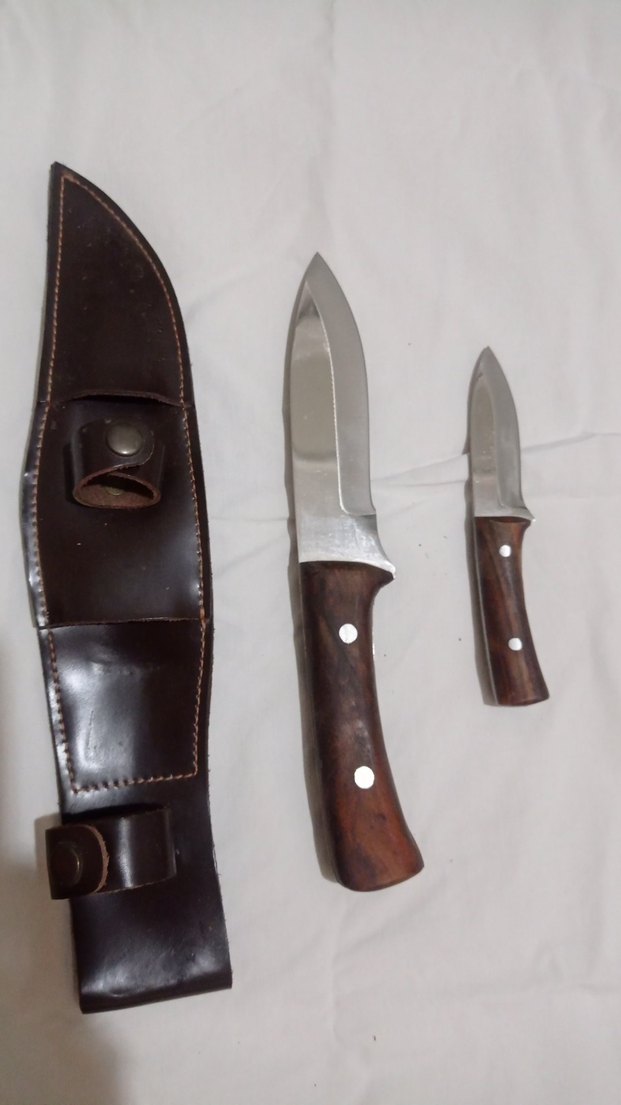 Kahverengi Ahşap Saplı babalı oğullu bıçak Seti - Görsel 2