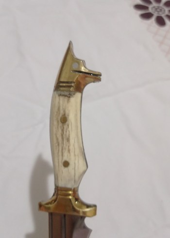 geyik boynuz kabze kurt başlı pirinç önlük pirinç pim - Görsel 5