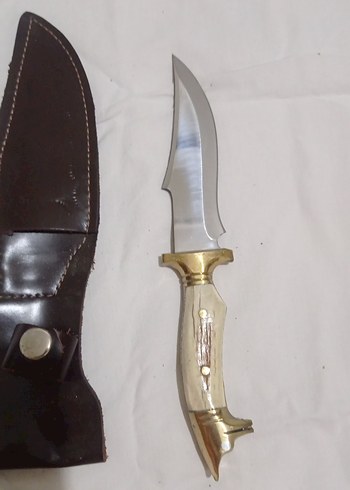 geyik boynuz kabze kurt başlı pirinç önlük pirinç pim - Görsel 3