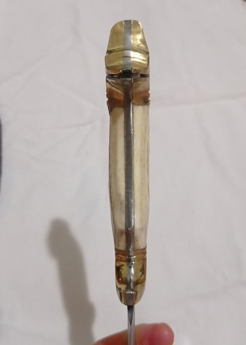 geyik boynuz kabze kurt başlı pirinç önlük pirinç pim - Görsel 6