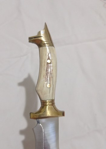 geyik boynuz kabze kurt başlı pirinç önlük pirinç pim - Görsel 7