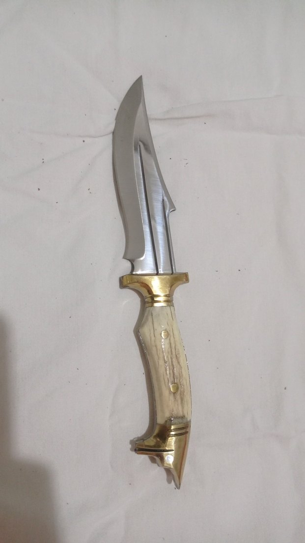 geyik boynuz kabze kurt başlı pirinç önlük pirinç pim - Görsel 4