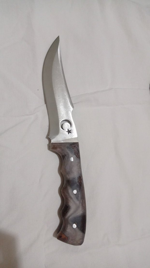 epoksi kabze paslanmaz çelik Kahverengi Deri Kılıflı Bıçak - Görsel 3