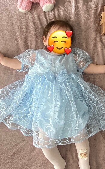9-12 Ay Beden mavi Renk Bebek elbisesi