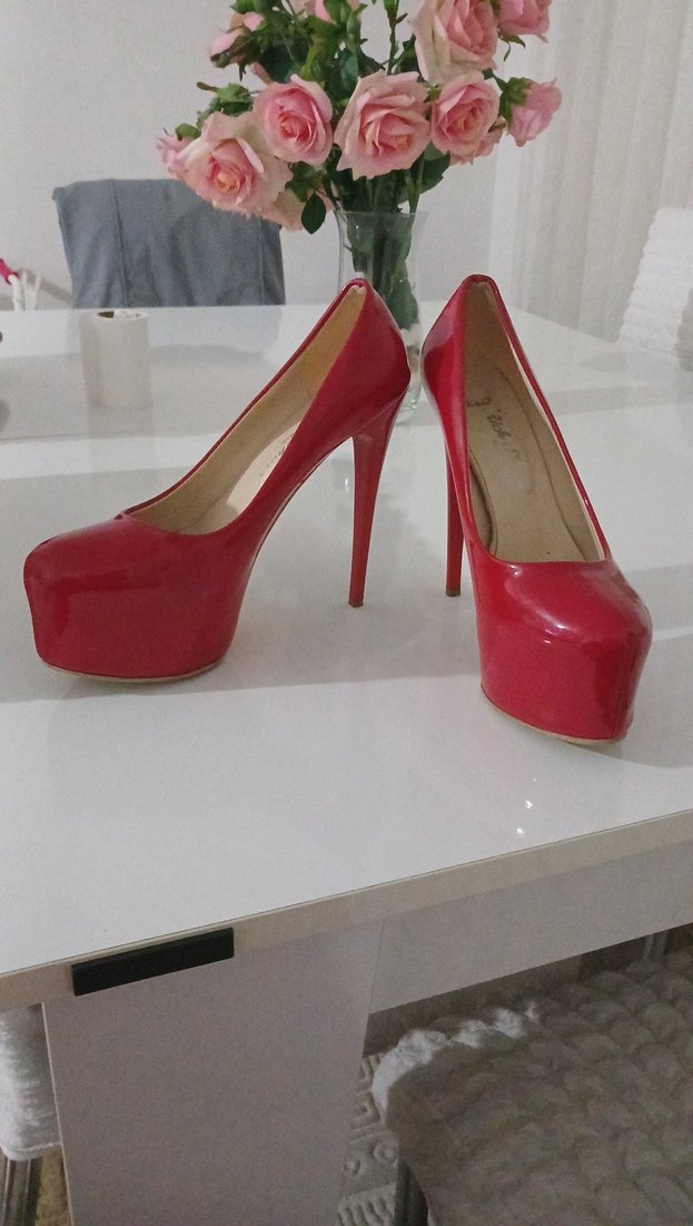 Kırmızı Parlak Platform Topuklu Stiletto - Görsel 2