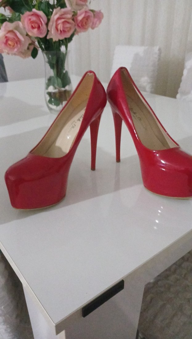 Kırmızı Parlak Platform Topuklu Stiletto - Görsel 3