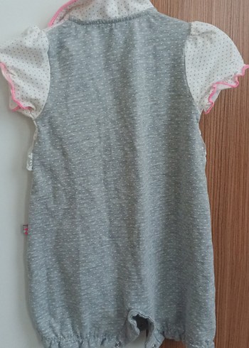 Gri Nakışlı Dantel Detaylı Bebek Tulum - Görsel 2