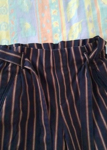 Çizgili Pilili Kadın Kumaş Pantolon - Görsel 2