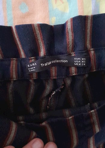 Çizgili Pilili Kadın Kumaş Pantolon - Görsel 3