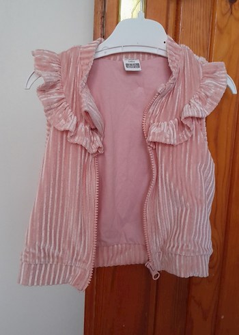 Kız Çocuk Pembe Fırfırlı Kolsuz Yelek - Görsel 2